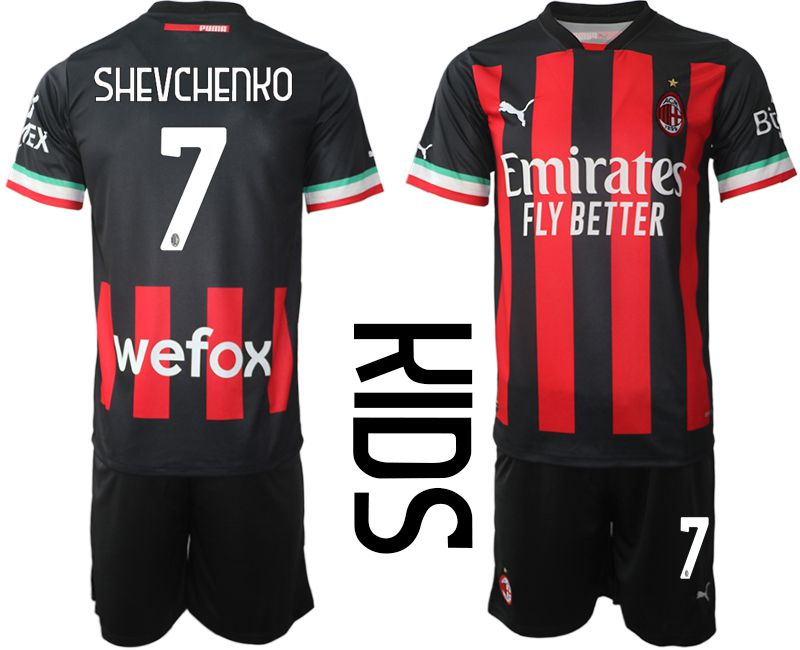 Youth 2022-2023 Club Ac Milan home black #7 Soccer Jersey->inter milan jersey->Soccer Club Jersey